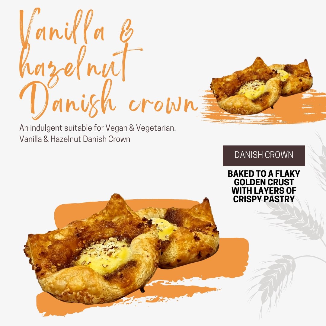 FROZEN Vanilla & Hazelnut Danish Crown 4pc (Available Daily) - SK Homemade Cakes---