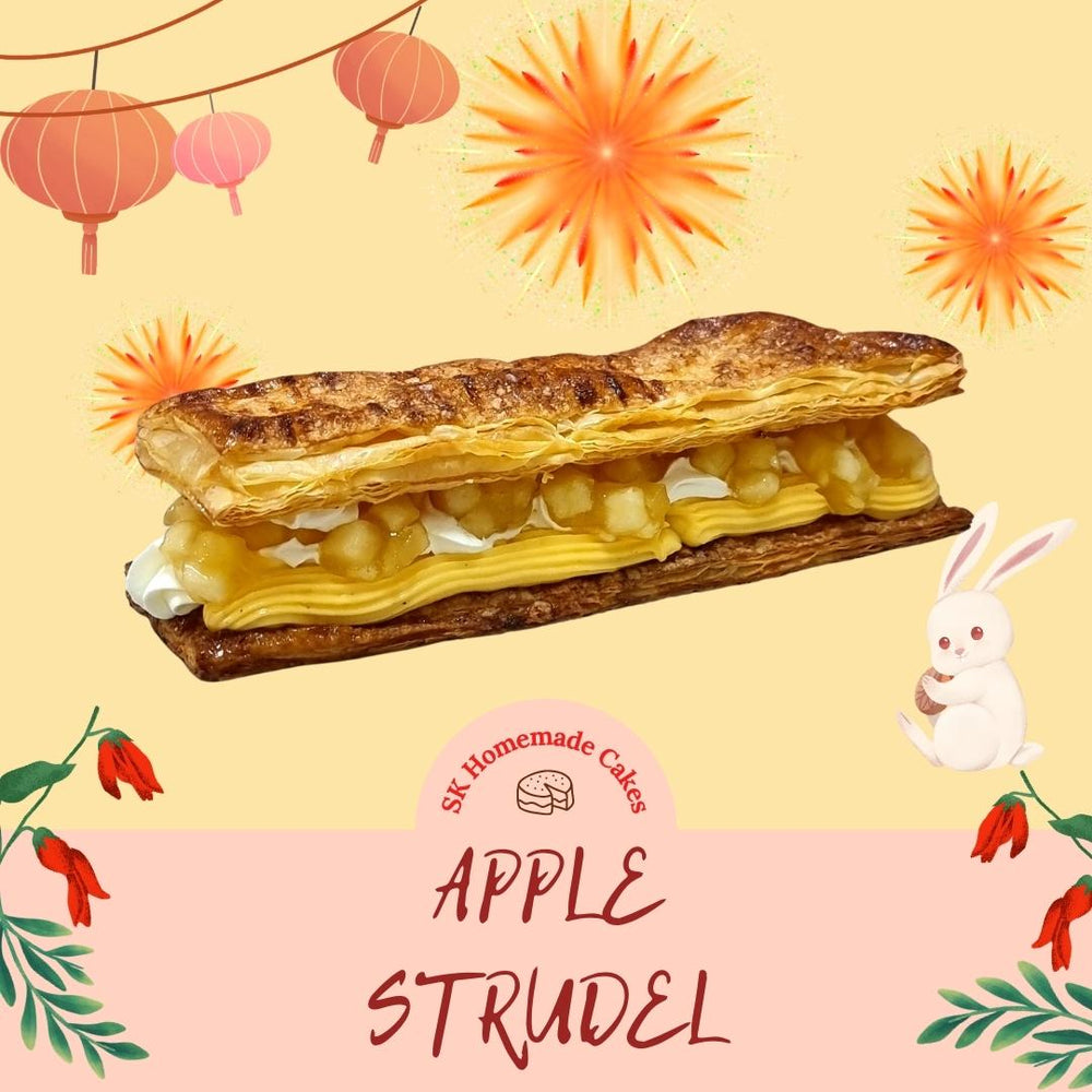 Granny Smith Apple Strudel - Available Daily - SK Homemade Cakes-1 Loaf 23cm x 8cm--
