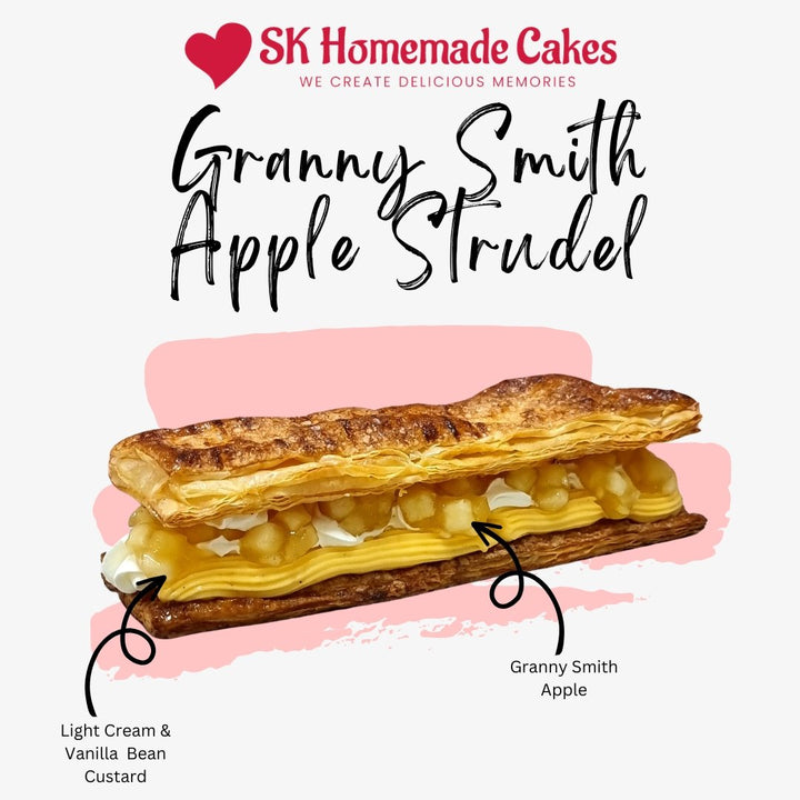 Granny Smith Apple Strudel (Available Daily) - SK Homemade Cakes-1 Loaf 25cm x 8cm--