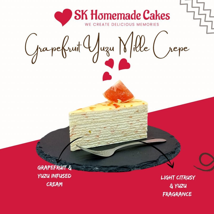 Grapefruit Yuzu Mille Crepe - 20cm Whole Cake (Available Daily) - SK Homemade Cakes-Medium 20cm--