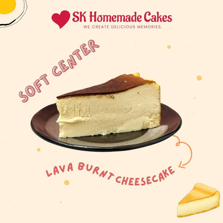 Kampung Lava Heart Burnt Cheesecake - Whole Cake (5-days Pre-order) - SK Homemade Cakes-Small 15cm--