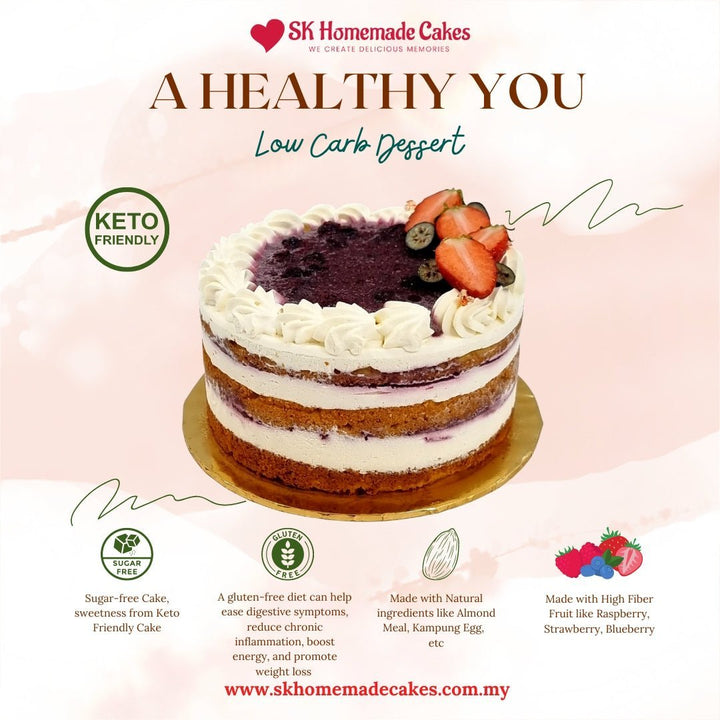 Keto Berry Fruit Cake (Gluten Free) - Whole Cake (5-days Pre-order) - SK Homemade Cakes-20cm--