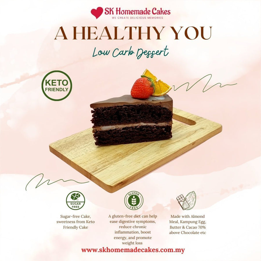 Keto Dark Chocolate Cake (Gluten Free) - 20cm Whole Cake (Available Daily) - SK Homemade Cakes-Medium 20cm--