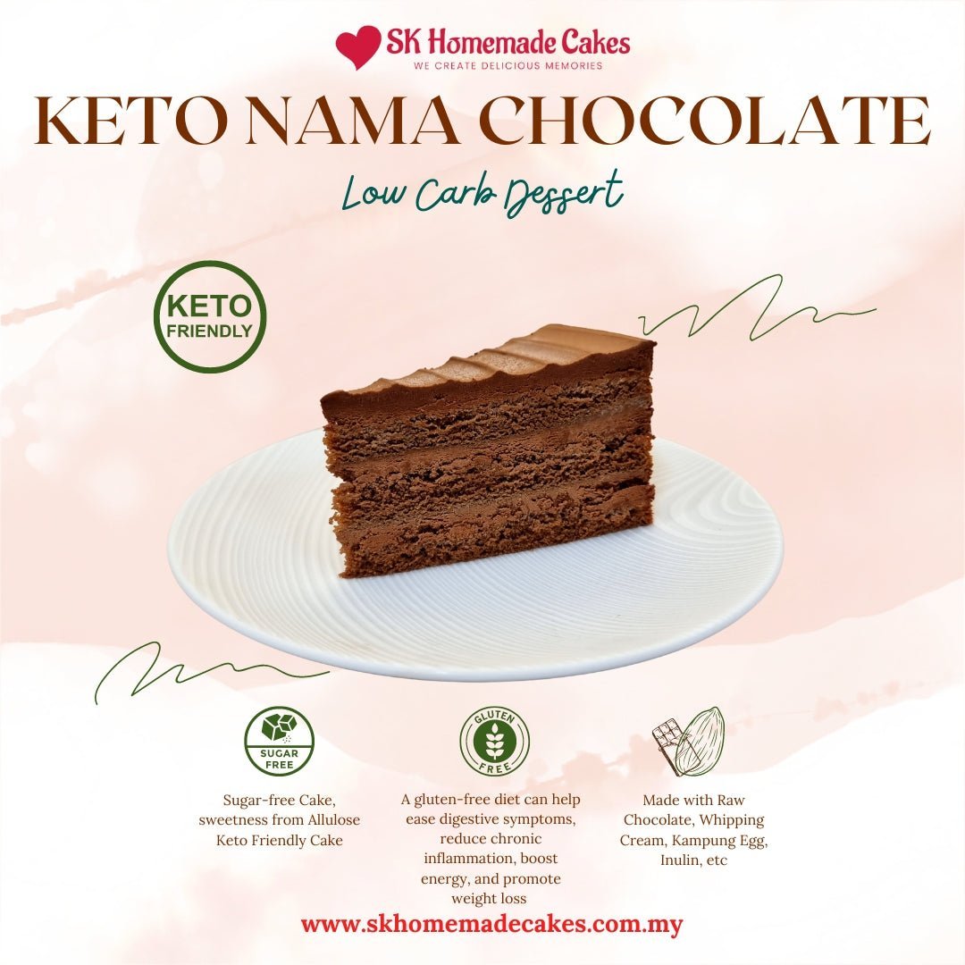 Keto Nama Chocolate Cake (Sugar Free &amp; Gluten Free) - 24cm Whole Cake (Available Daily) - SK Homemade Cakes-Large 24cm--