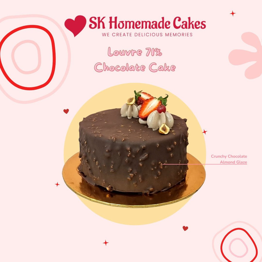 Lourve 71% Chocolate Cake - Whole Cake (Available Daily) - SK Homemade Cakes-Small 5"--
