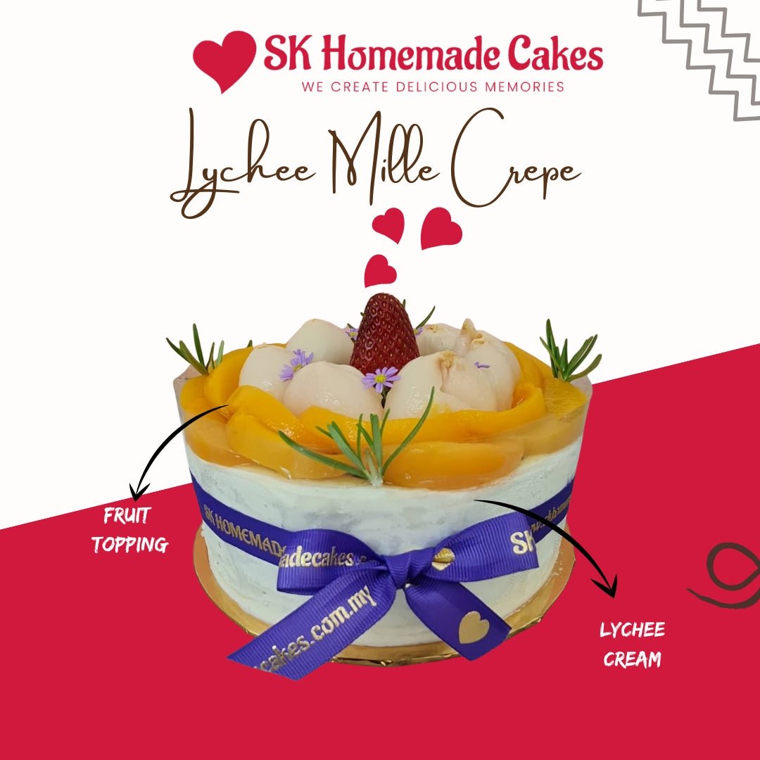 Lychee Fruit Mille Crepe - 20cm Whole Cake (Available Daily) - SK Homemade Cakes-Medium 20cm--