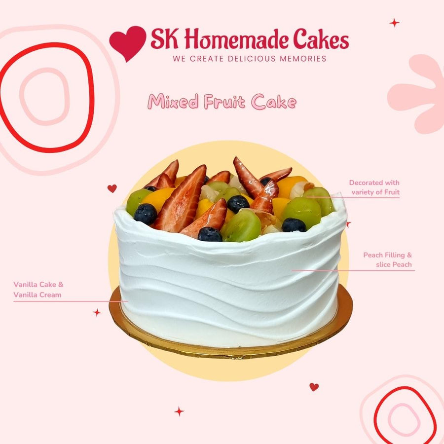 Mixed Fruit Cake - 20cm Whole Cake (Available Daily) - SK Homemade Cakes-Medium 20cm--