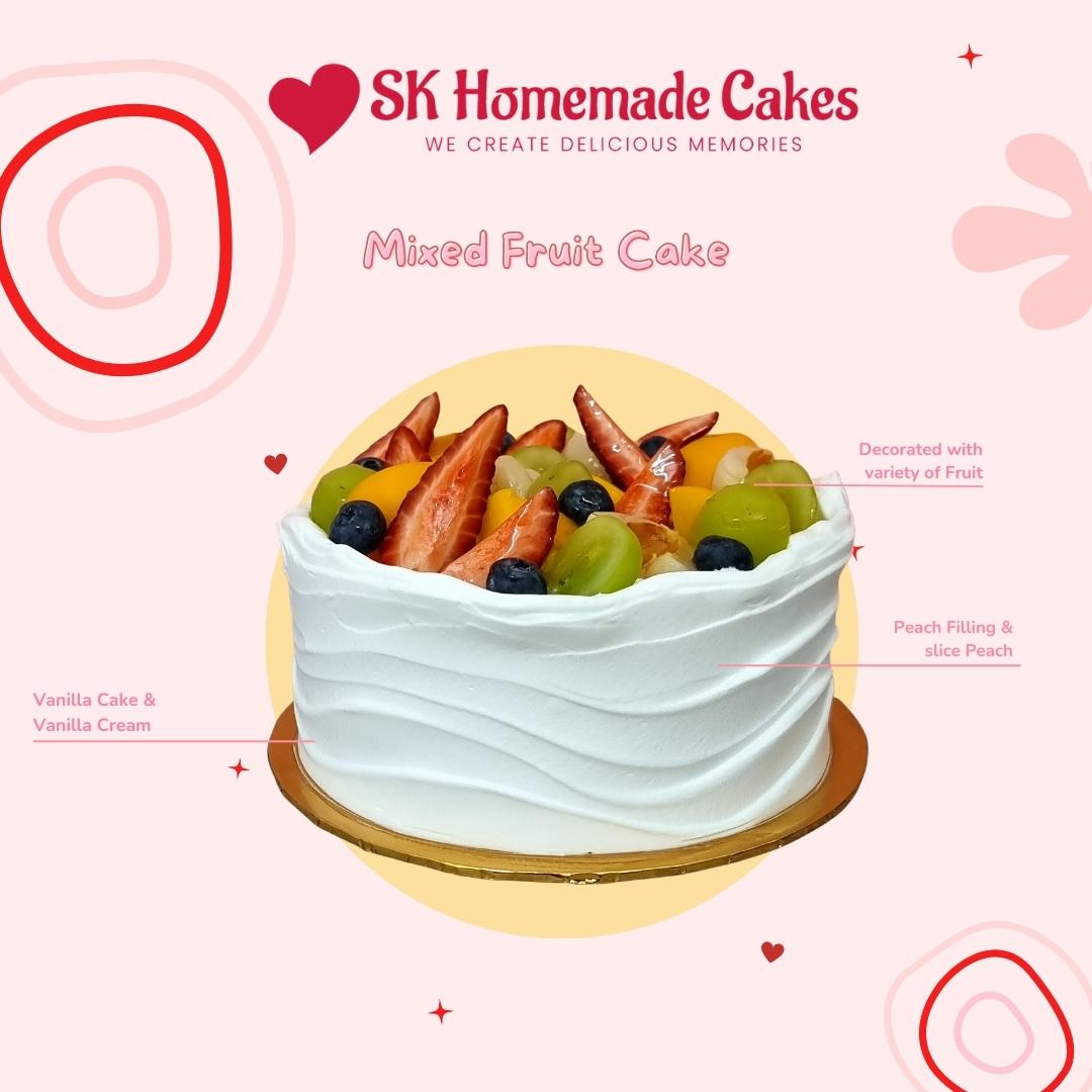 Mixed Fruit Cake - Whole Cake (5-days Pre-order) - SK Homemade Cakes-Medium 20cm--