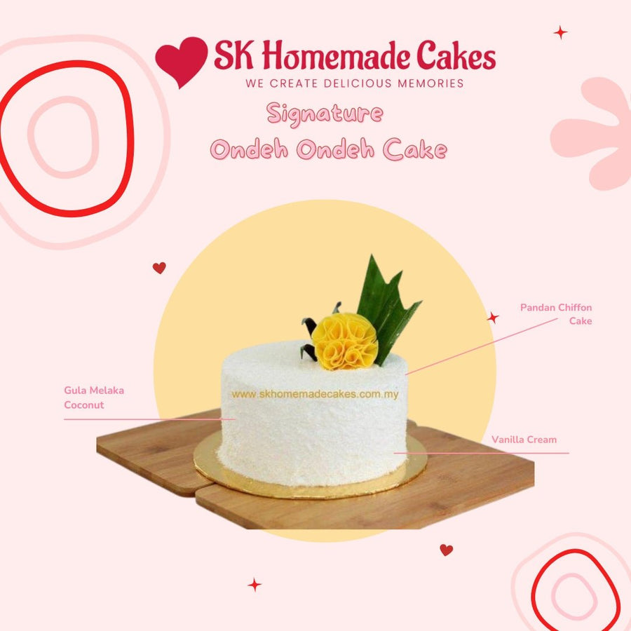 Ondeh Ondeh Cake - 15cm Whole Cake (Available Daily) - SK Homemade Cakes-Small 15cm-Classic - Rose-