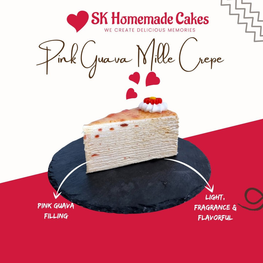 Pink Guava Mille Crepe - Whole Cake (5-days Pre-order) - SK Homemade Cakes-Small 15cm--