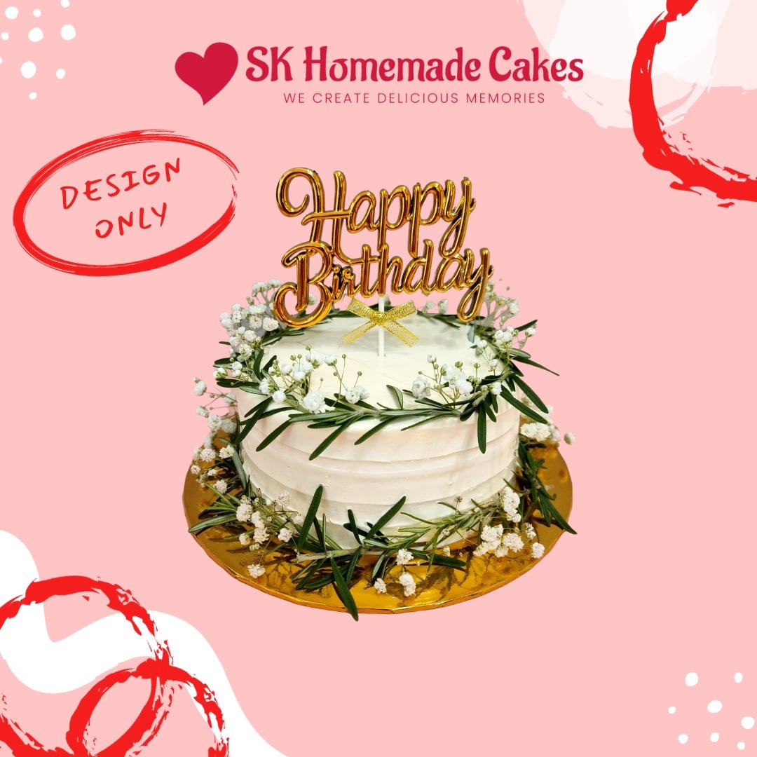 Rosemary & Baby Breath Design Cake - Design only (2 days pre-order) - SK Homemade Cakes-Small 15cm--