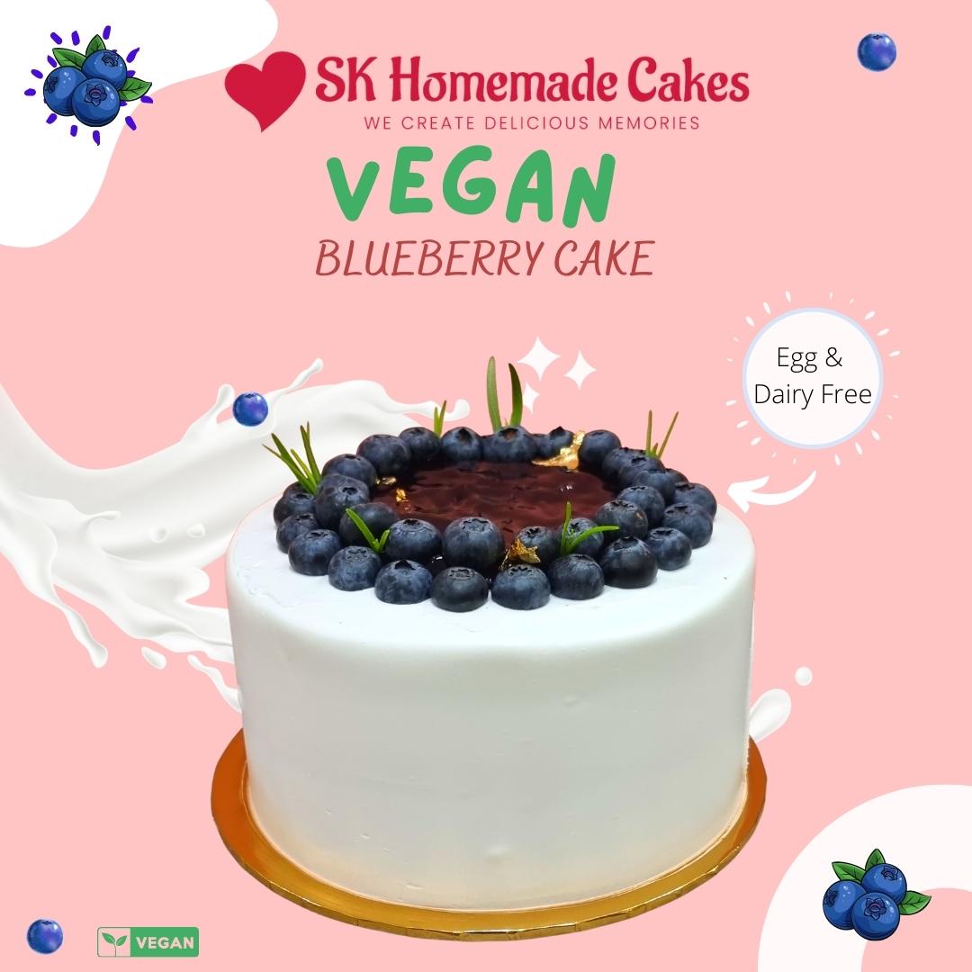 Vegan Blueberry Cake - Whole Cake (5-days Pre-order) - SK Homemade Cakes-Medium 20cm--