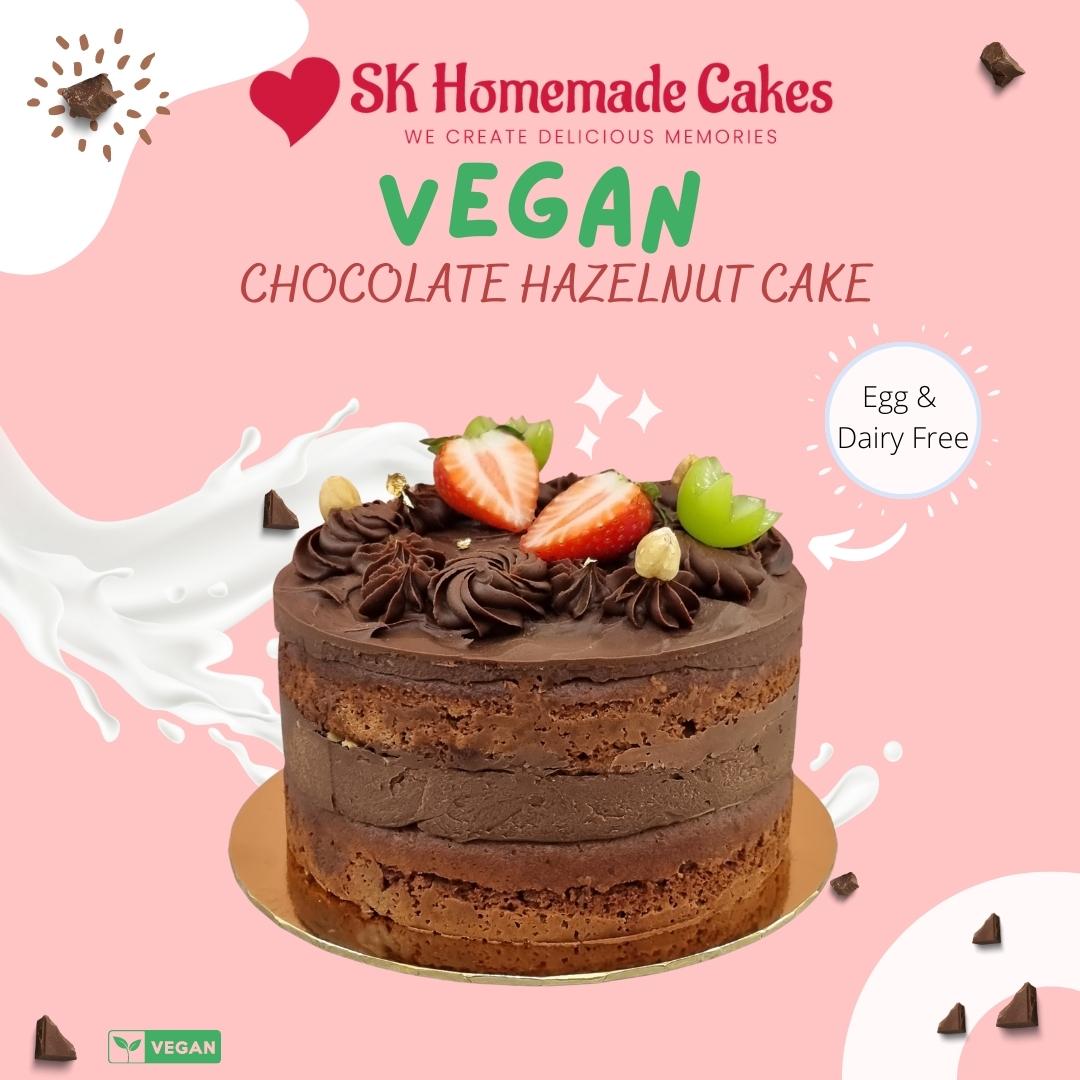 Vegan Chocolate Hazelnut - 15cm Whole Cake (Available Daily) - SK Homemade Cakes-Small 15cm--