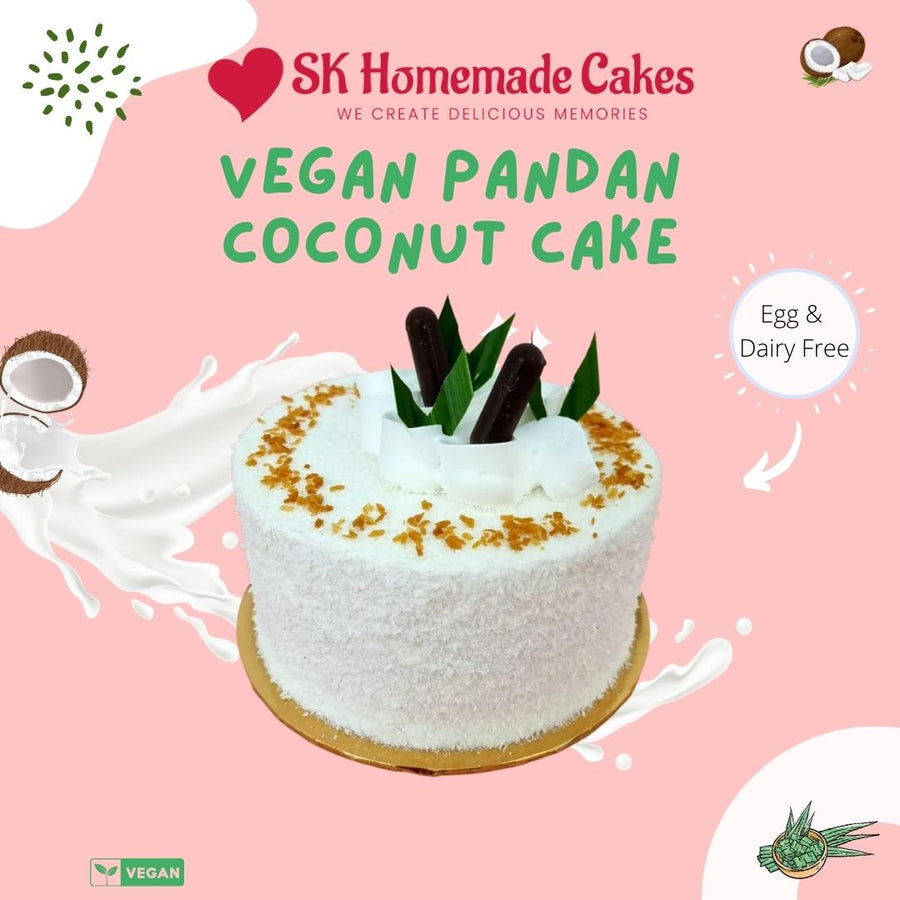 Vegan Pandan Coconut Cake - 24cm Whole Cake (Available Daily) - SK Homemade Cakes-Large 24cm--