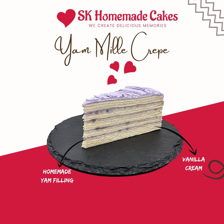 Yam Mille Crepes - 15cm Whole Cake (Available Daily) - SK Homemade Cakes-Small 15cm--